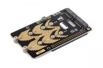 HATs WAVESHARE PCIe To 2-Ch M.2 Adapter Type B for Raspberry Pi 5, Compatible with 2280 / 2260 / 2242 / 2230 size NVMe Protocol M.2 SSD, Raspberry Pi 5 NVMe HAT, Waveshare 27710